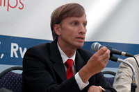 Ambassador Mark Dybul speaks at the 2007 HIV/AIDS Implementers’ Meeting on June 16, 2007.