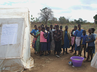 Girls waiting for HIV counseling and testing at a mobile tent in Balaka, Malawi 