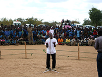Young poet performing at HIV Counseling and Testing Week launch in Balaka, Malawi