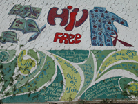 The PEPFAR-supported John Muafangejo HIV/AIDS Mural Painting Project was conducted in Windhoek, Namibia from August 20-25, 2007. The mural was painted at Dawid Bezuidenhout High School in Khomasdahl, a suburb of Windhoek.  Photo by Namibia PEPFAR team