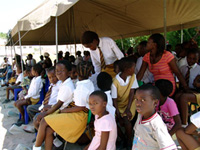 Students at Kachikau Primary where the event was held.