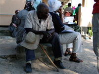 Many men from the village of Kachikau came out for the Zebras 4 Life, Test 4 Life campaign on April 19, 2007. The event was attended by the U.S. Ambassador, the Peace Corps Director, the District AIDS Coordinator and the Kgosi (village chief).