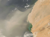 A dust plume from Northern Africa moves over the Atlantic