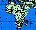 Map showing a part of the GCOS Surface Network of global surface meteorological observations.
