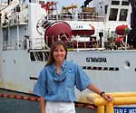 Diane stands in front of the Ka'Imimoana before her departure.