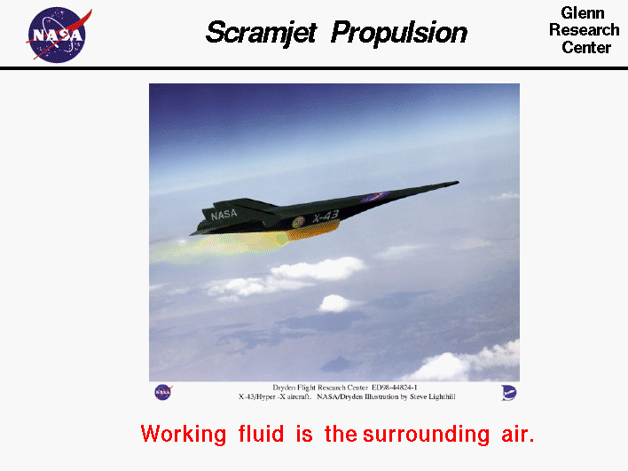 Artist drawing of the X-43A with a scramjet propulsion system.