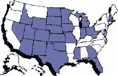 US map showing states that have adopted the Food Code