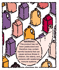 warning label on juice carton