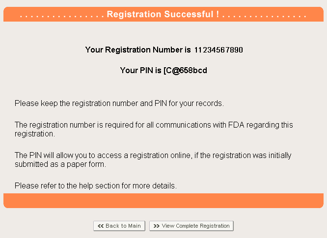 FFRM Registration successful