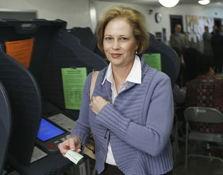 Texas first lady Anita Perry votes early at the Travis County Courthouse in Austin in November 2006.