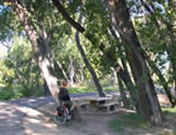 rider at the central street access point bike trail