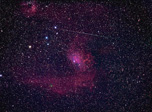 Flaming Star Nebula and Meteor