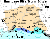 Hurricane Rita estimated storm surge