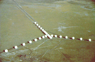 The VLA from the air, the Y pattern visible.