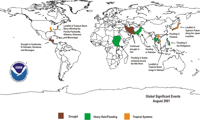 Map of Global Significant Events during August 2001