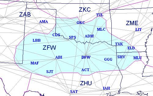 Fort Worth ARTCC map