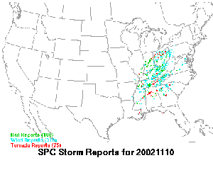 Click Here for a map of storm reports reported on November 10, 2002