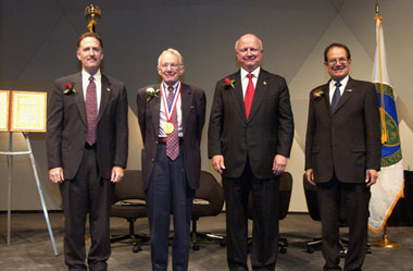 Secretary of Energy Samuel W. Bodman presented the 2005 Enrico Fermi Award to Arthur H. Rosenfeld at a ceremony attended by about 200 guests at the National Academy of Sciences Building on June 21, 2006