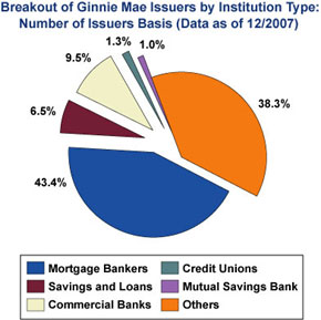 Breakout of Ginnie Mae Issuers by Institution Type Pie Chart