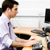 Researcher working at desk