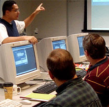 Photograph of people being trained