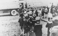 Deportation of Jewish children from the Lodz ghetto, Poland, during the "Gehsperre" Aktion, September 1942