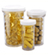 Dietary supplement pills in bottles