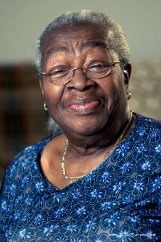 Costella Black, a client of Senior Companion Euphina Irvin, in North Charleston, South Carolina on April 1, 2008.