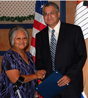 Awardee Marthalene Phillips with CEO Tim Taylor