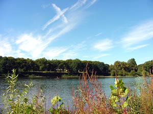 View of the flag on the Delaware River at Washington Crossing.