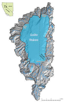 Map of the Lake Tahoe basin