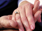 Close-up picture of couple holding hands