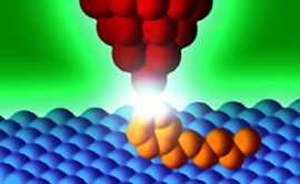 Schematic of probe tip and molecule