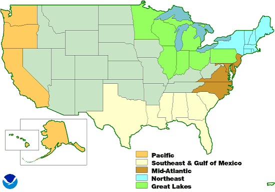 U.S. map of Sea Grant regions