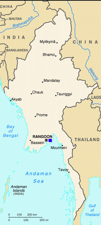 Map of Asia: Burma