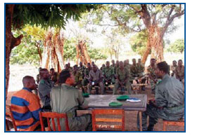 With PEPFAR support, Army Doctors conduct
HIV/AIDS training for members of the Benin
Defense Force.