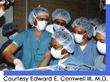 Dr. Cornwell with surgical residents. Courtesy Edward E. Cornwell III, M.D.