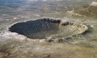 Barringer Meteor Crater, Arizona<BR>35°02'N, 111°01'W; diameter: 1.186 kilometers (.737 miles); age: 49,000 years.