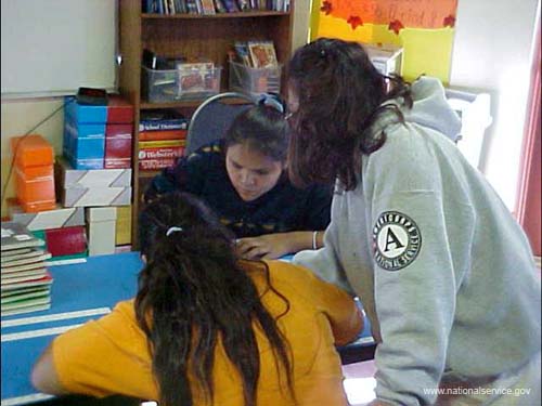Rough Rock AmeriCorps providing tutoring to school aged children.