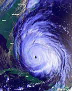 satellite image showing the eye of a hurricane