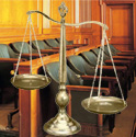 Scales of Justice and jury box