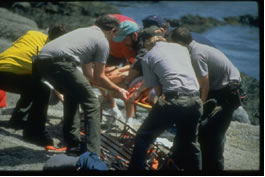 Workers Helping an Injured Hiker