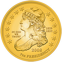 Andrew Jackson’s Liberty First Spouse $10 Gold Coin obverse and reverse images.