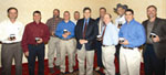 (l to r) Loland J. Broussard, civil engineer; Karl J. Barry, agricultural engineer; Jean D. Romero, area soil conservation technician; Quin J. Kinler, resource conservationist; Larry J. Trahan, resource conservationist; Chief Bruce I. Knight; Melvin E. Rodrigue, civil engineering technician; Troy J. Mallach, wildlife biologist; Randolph Joseph, Jr., area conservationist; Ronald G. Boustany, nNatural resources specialist; Dale J. Garber, supervisory civil engineer; and Alton James, RC&D coordinator (not shown)