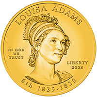 Louisa Adams First Spouse $10 Gold Coin obverse and reverse images.