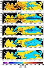 graphic showing experimental forecasts of tropical Pacific sea surface temperatures