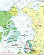 Arctic region reference map with place names