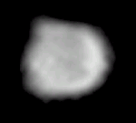 This image of Metis was taken by NASA's Galileo spacecraft on January 4, 2000, at a range of 293,000 kilometers (about 182,000 miles).