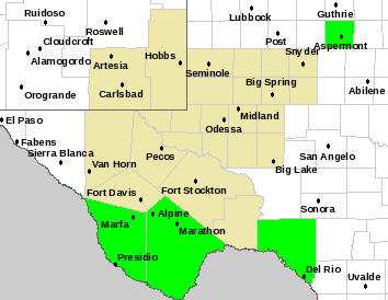map of west Texas and southeast New Mexico