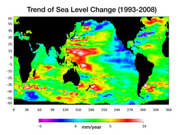 Portrait of a Warming Ocean and Rising Sea Levels: Trend of Sea Level Change 1993-2008.